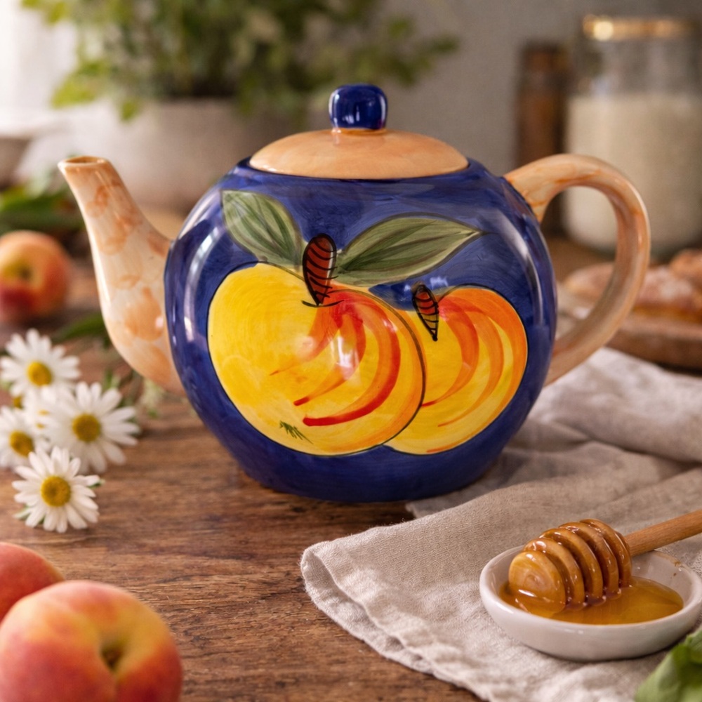 Trisa Hand-Painted Fruit Teapot | Colorful Ceramic Kitchen Decor